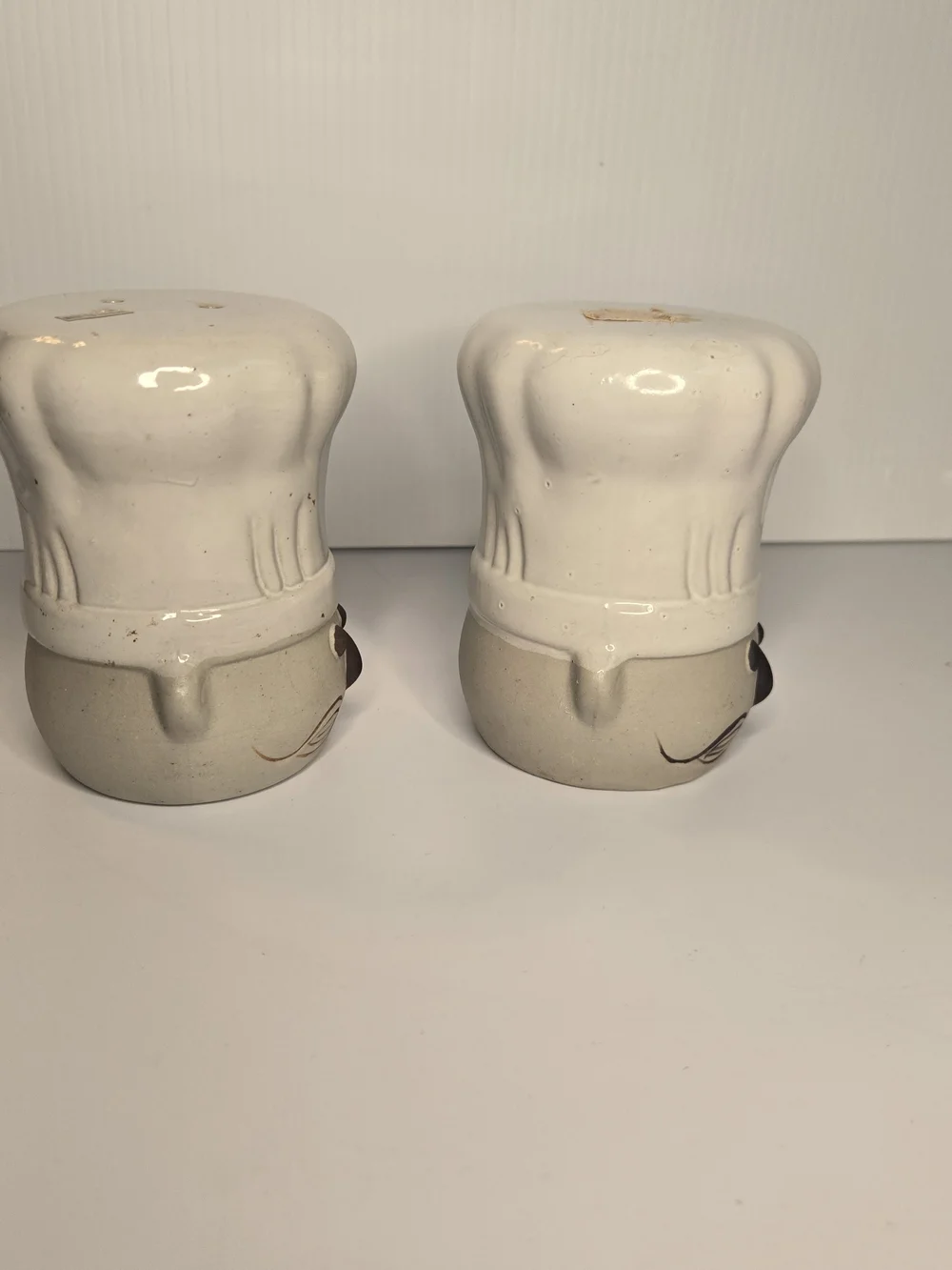 Chef Hat Ceramic Salt and Pepper Shakers - White
